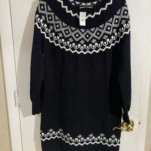 LOFT Black and White Knit Sweater Dress
